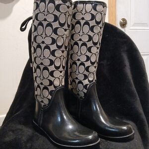 Coach Black and Cream Signature Women's Boots
